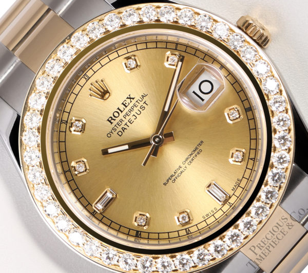 18K Gold Ladies ROLEX Oyster Diamond Watch Perpetual Datejust 3ct